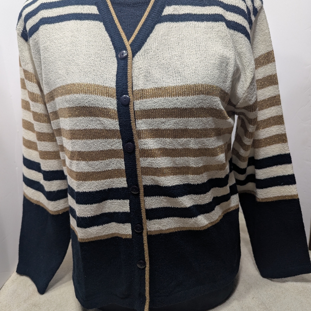 Classic Striped Button-Up Sweater